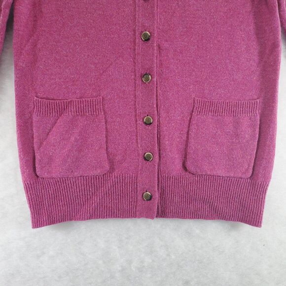 S WoolOvers Lambswool Cardigan Sweater Button Down Hot Pink Wool Overs Womens - Picture 6 of 13